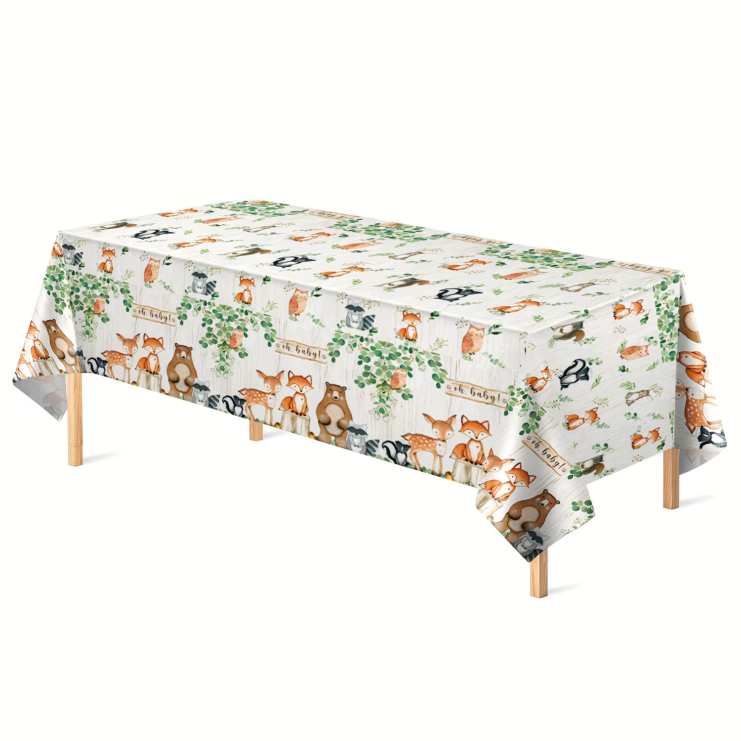 Ensemble de nappe en forme d'animaux de la forêt, 3 pièces, décor de fête à thème de la forêt, plast