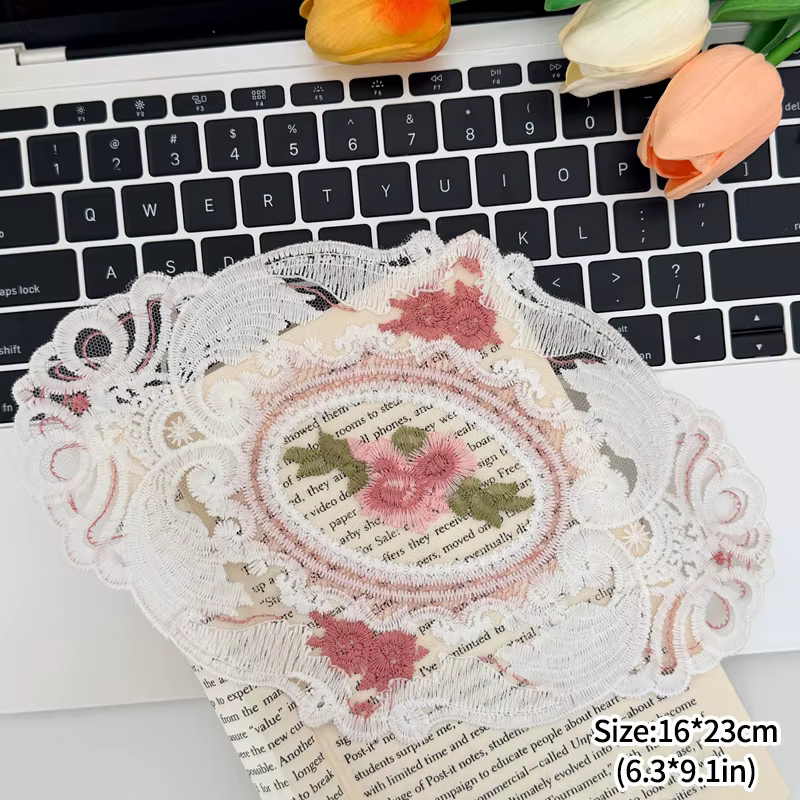 Nappe en dentelle vintage rétro, accessoires de décoration de bureau, dessous de verre, décoration e