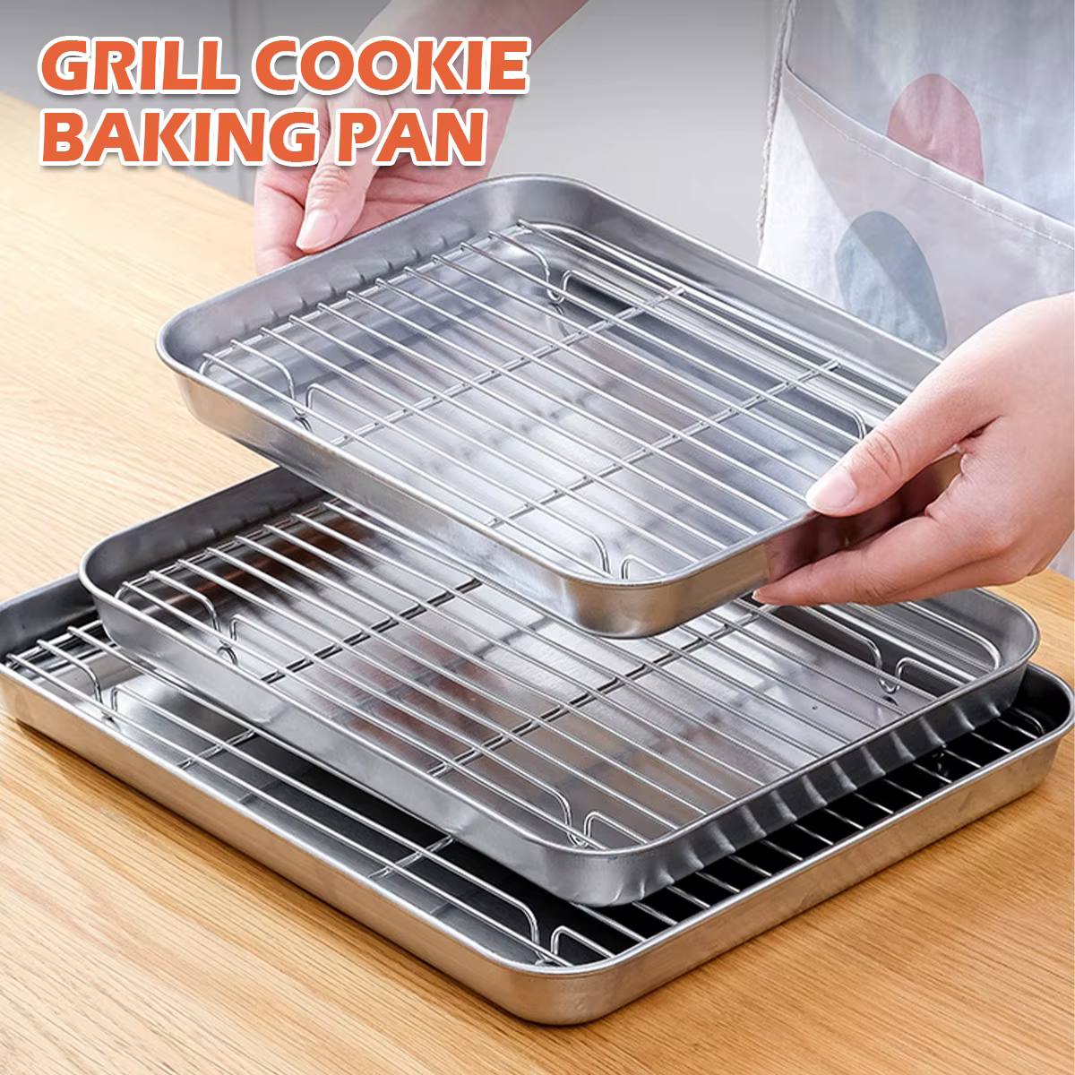 Plateau de cuisson en acier inoxydable avec support métallique, cuisson de gâteaux, barbecue, plaque
