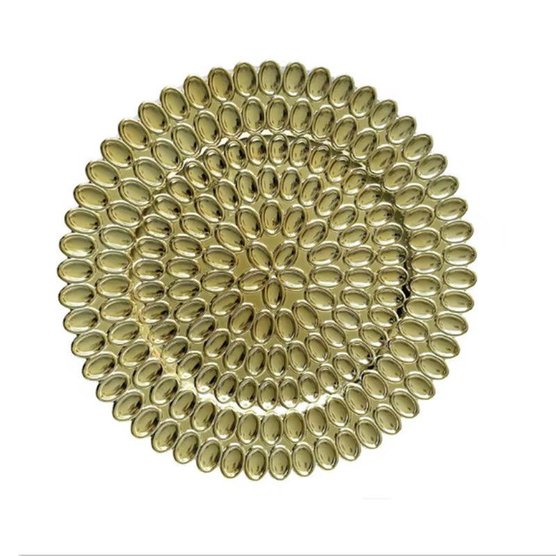 100 assiettes décoratives dorées rondes de 13 pouces pour la présentation de table