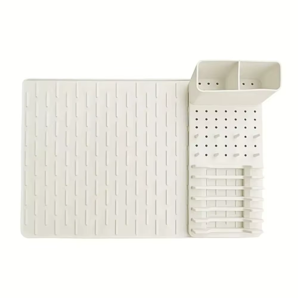Égouttoir à vaisselle en silicone pliable, tapis de séchage de la vaisselle résistant à la chaleur, 