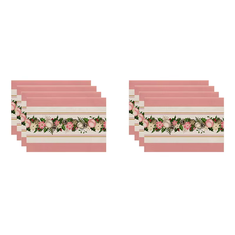 AA81-8PCS arbres de noël rose neige napperons de noël tapis de Table d'hiver pour cuisine salle à ma