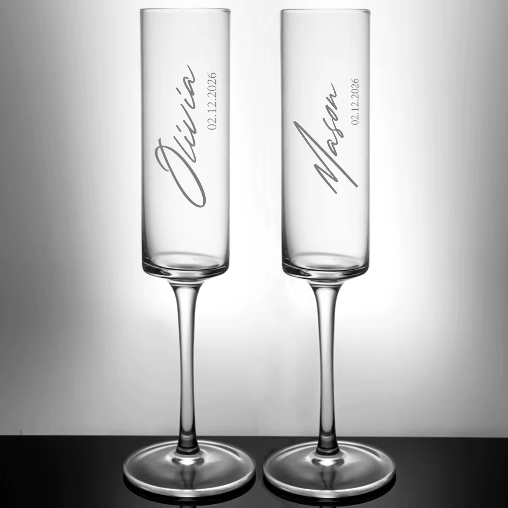 Ensemble de 2 verres de mariage personnalisés, flûtes à Champagne, verres de mariage personnalisés,