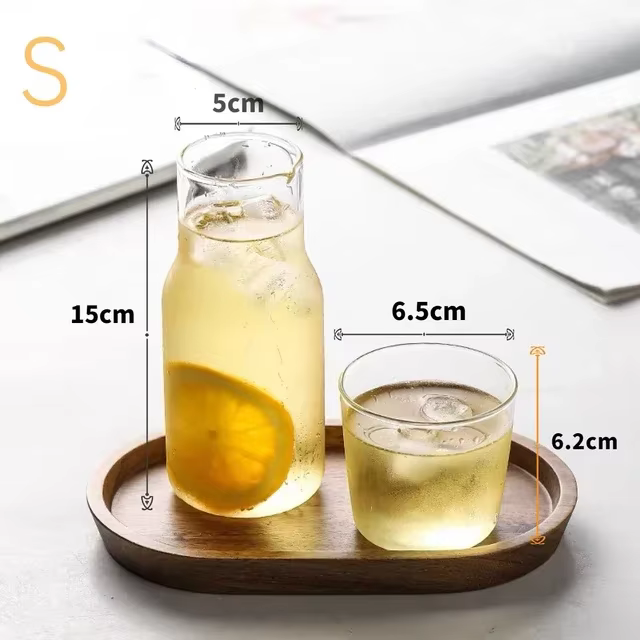 Carafe en verre avec ensemble de verres, vaisselle, carafe de chevet avec verres à boire, pichet à b