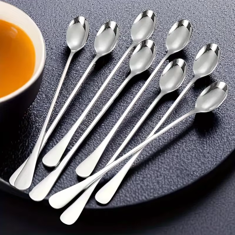 Cuillère à café à glace à Long manche en acier inoxydable, cuillère à café, cuillère à remuer la crè