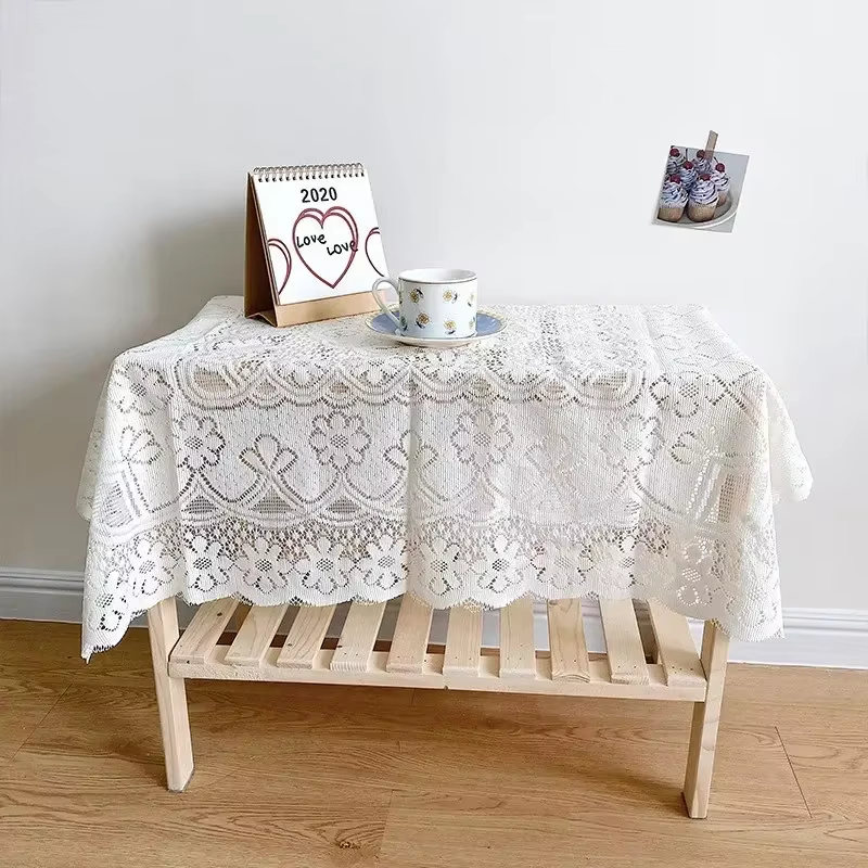 Nappe de Table en dentelle, nappe en maille rétro, couverture de Table rectangulaire, tissu de fond 