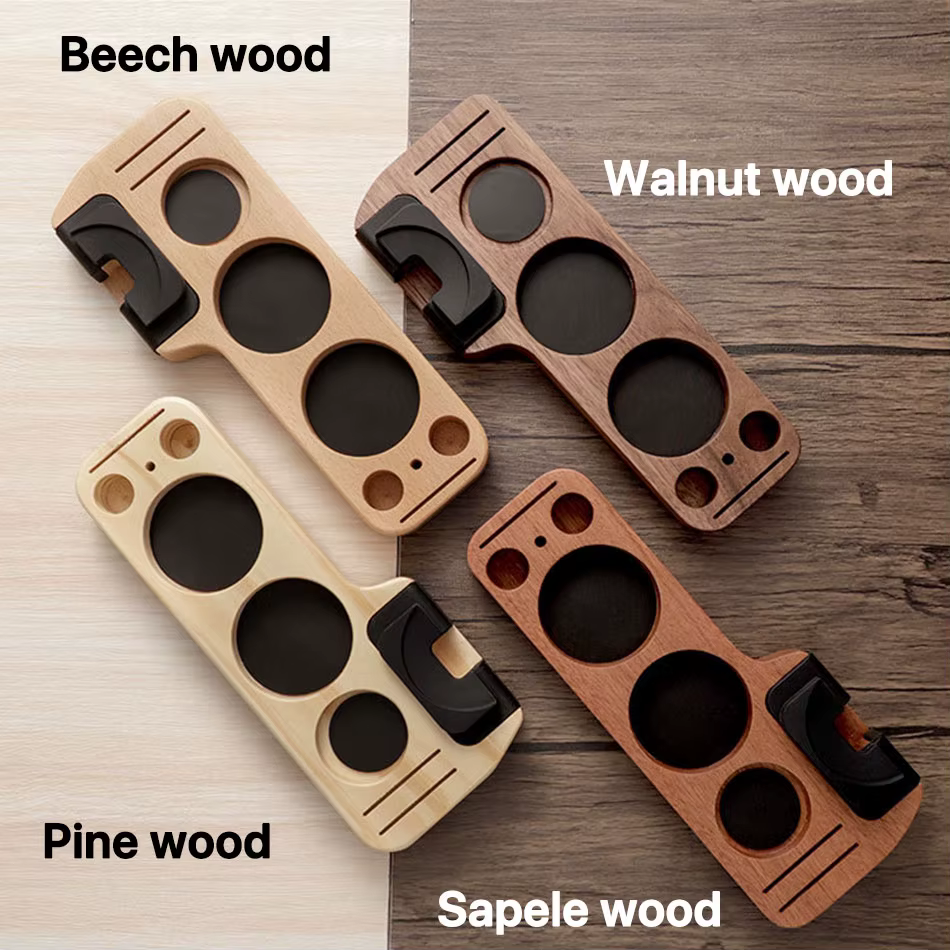 Support de Tamper et Porte-Filtre en Bois de Noyer pour Accessoires d'Espresso 51MM 54MM 58MM – Stat