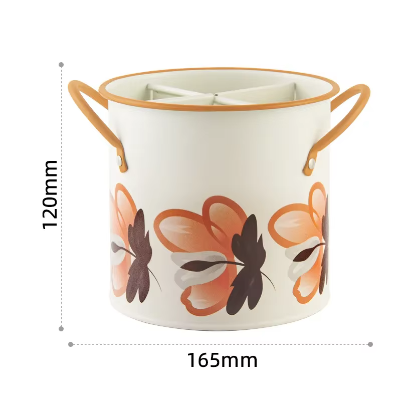 Seau de vaisselle cerise Vintage, baguettes de cuisine domestiques, Cage couteau et fourchette, seau