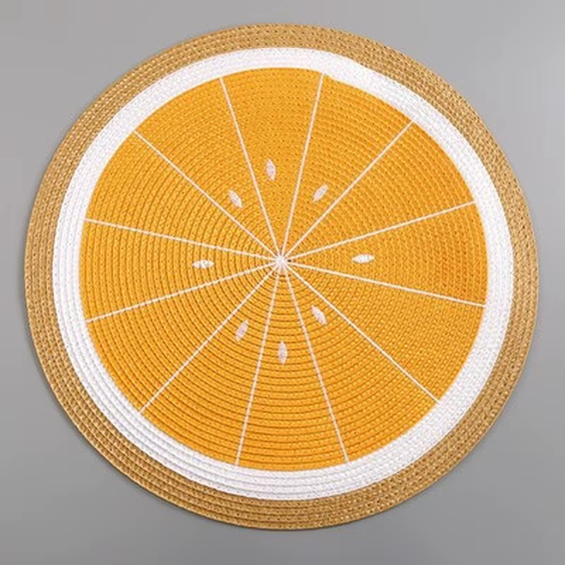 Sous-verres pour boissons pastèque et citron, napperon rond tissé en PP, fruits de dessin animé, ass