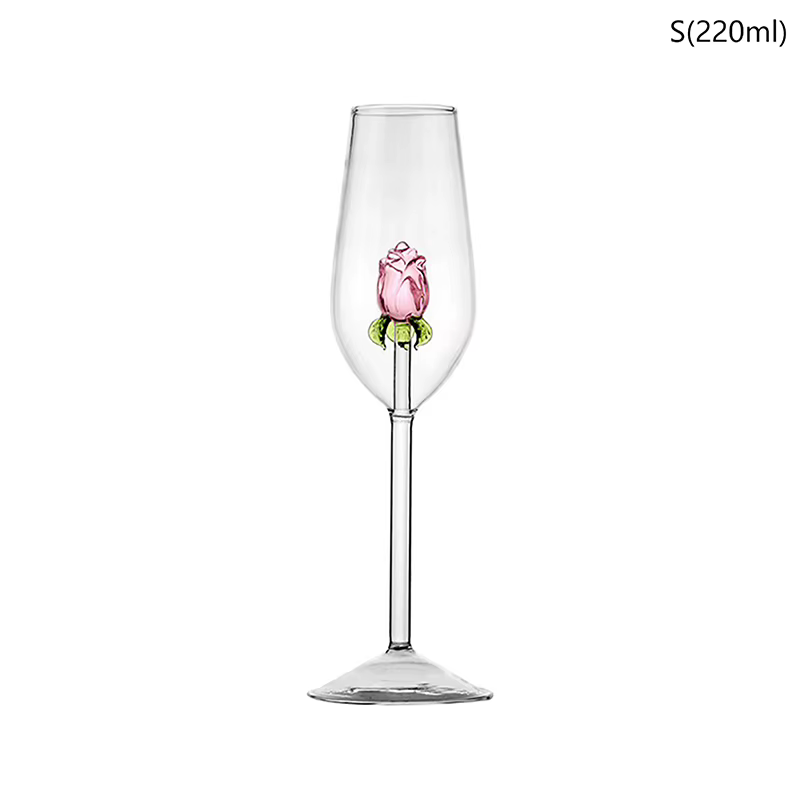 Verres à vin rose 3D créatifs, gobelet à boire, flûte à champagne, ménage, joli cadeau Leon, tasse à