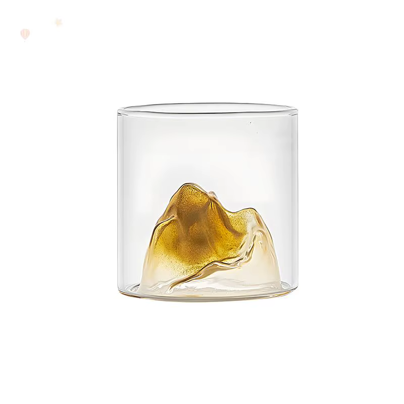 Corlor montagne verre verre Transparent tasse à café résistant à la chaleur thé boisson lait jus tas