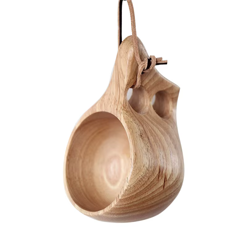 Tasse à café nordique en bois faite à la main, lanière Kuksa portable, tasse à lait, tasse à boire d