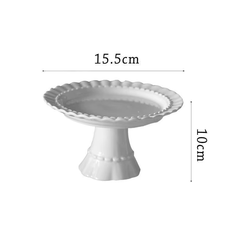Assiette médiévale en céramique française à pied haut, assiette à Dessert de gâteau de décoration de