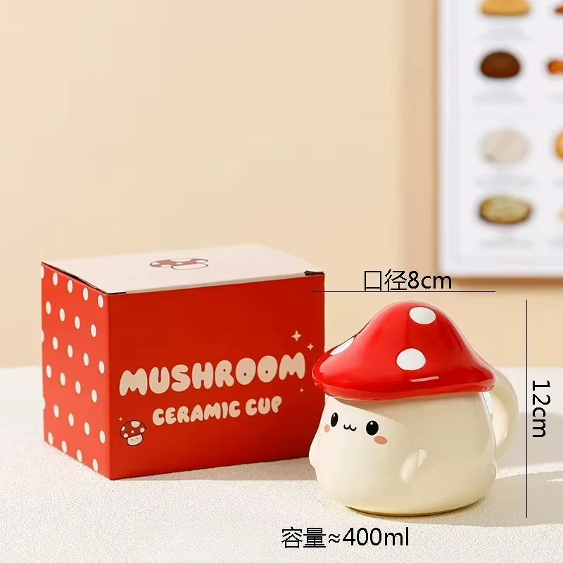 Tasse en céramique champignon avec couvercle tasse de Couple créative tasse à Latte tasse à lait tas