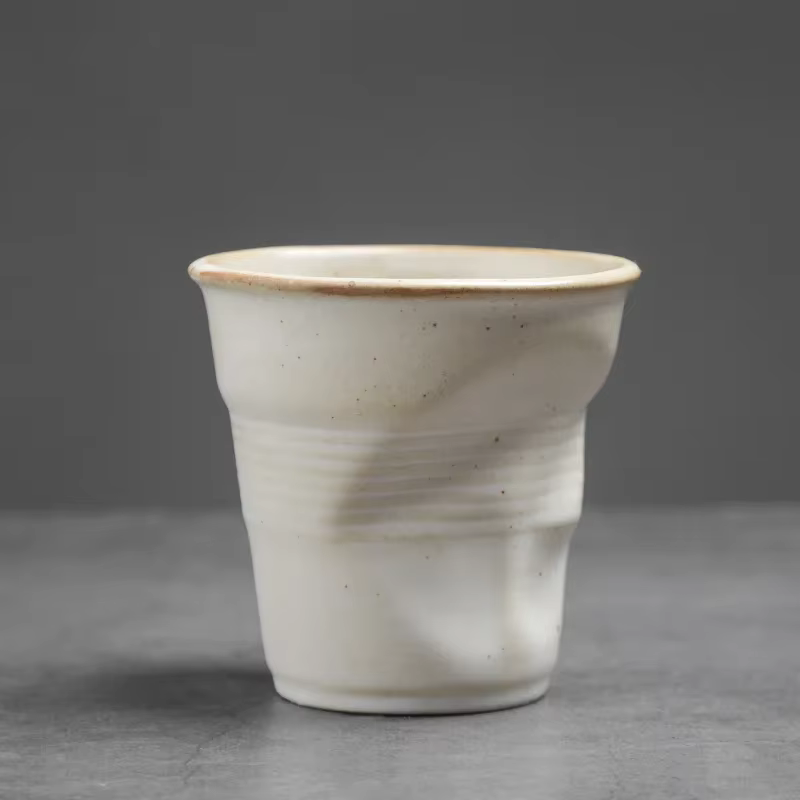 Tasse à café plissée créative en grès, tasse à Latte en céramique, tasse à expresso, tasse à thé de 