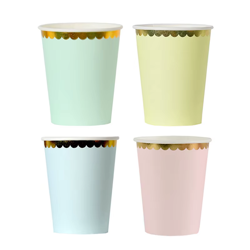 Assiettes de fête jetables, vaisselle couleur Macaron, assiette à gâteau, gobelets en papier, ensemb