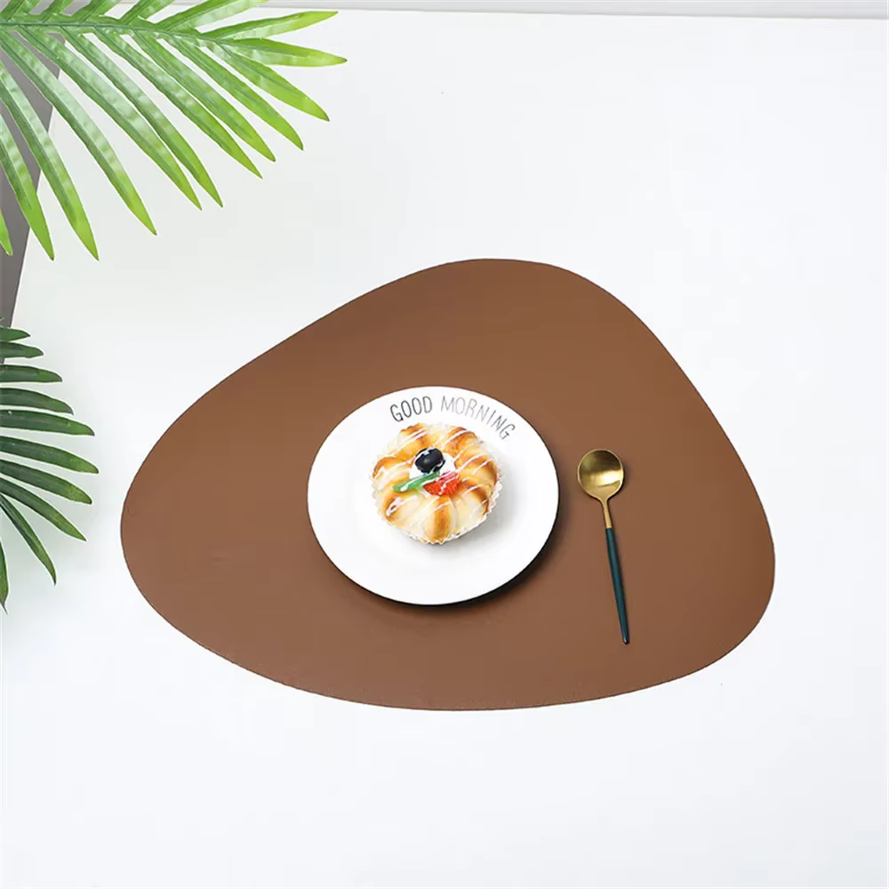 Napperon triangulaire en cuir, tapis de Table à manger de cuisine, coussin de Steak, tampons antidér