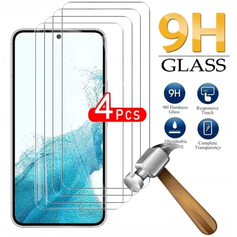 4 pièces de verre trempé pour Samsung S25 S24 Ultra S23 S22 Plus A56 A16 A55 A15 A35 A54 S20FE 5G A3