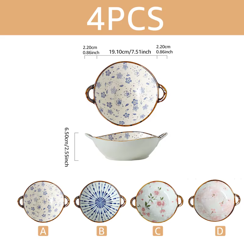 Filles à soupe japonais avec poignée, 7.5 pouces, Saladier en céramique, Ustensiles de cuisine, Fill