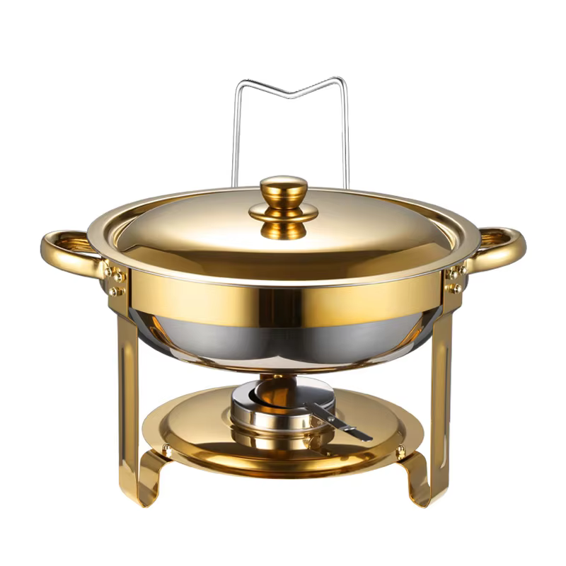Ensemble de buffet à réchauds ronds en acier inoxydable 5QT, pour Buffet avec couvercle, serveurs de