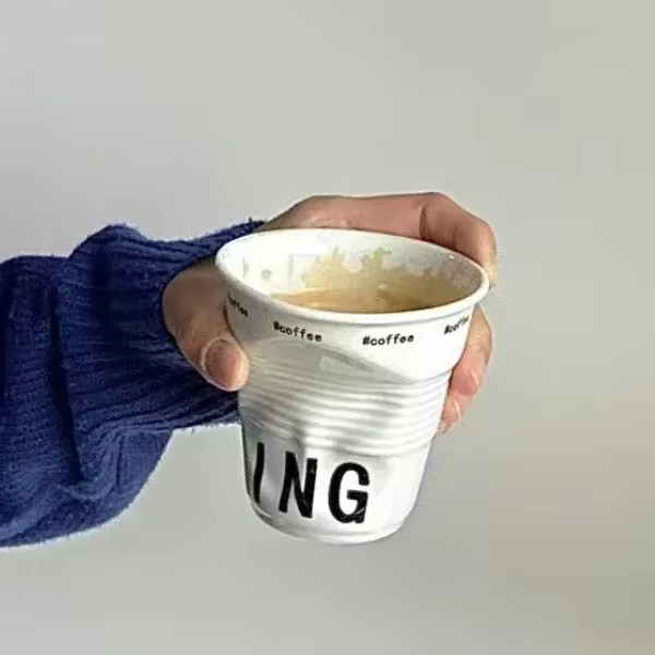 Tasses à café nordiques de style coréen, tasse en céramique blanche, déformable nordique, gobelet à 