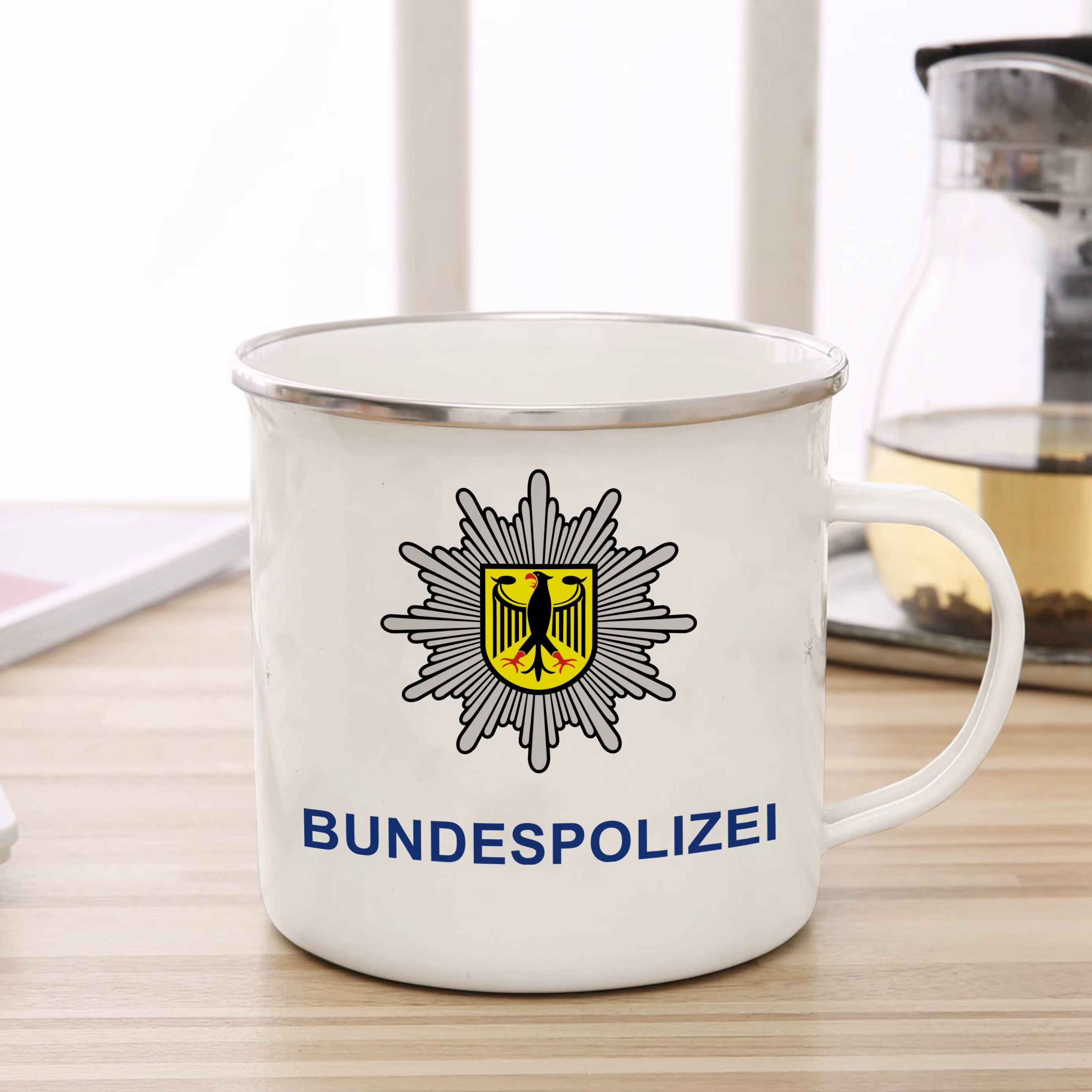 Tasse en émail allemande Bundespolizei 11oz tasse à café en céramique tasse à thé ventilateur tasse
