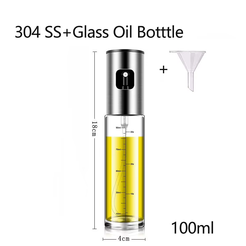 Bouteille distributeur d'huile d'olive en verre, 100ml, vaporisateur, pour salade, barbecue, cuisson