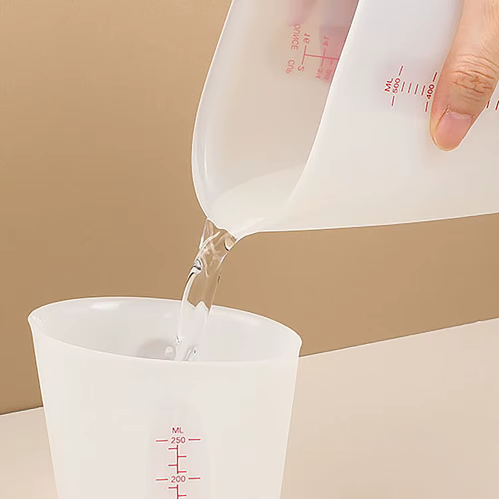 Tasse à mesurer en Silicone avec échelle, tasse à mesurer transparente, tasse à mesurer souple résis