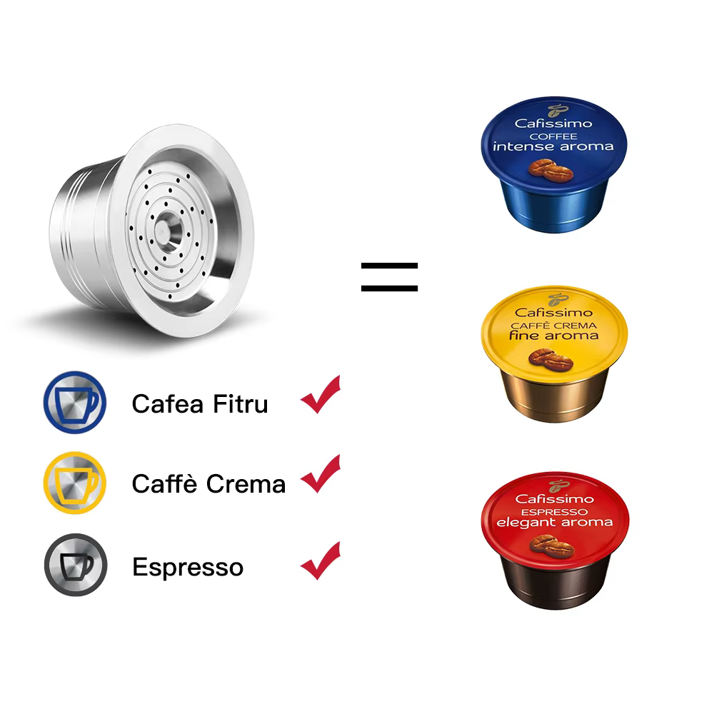 Dosettes de capsules de café expresso réutilisables en acier inoxydable, pour trois cœurs Cafissimo 