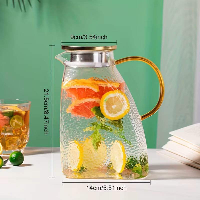 Bouilloire en verre transparente à côté étroit de 1,8 l, résistante à la chaleur, grande capacité, t