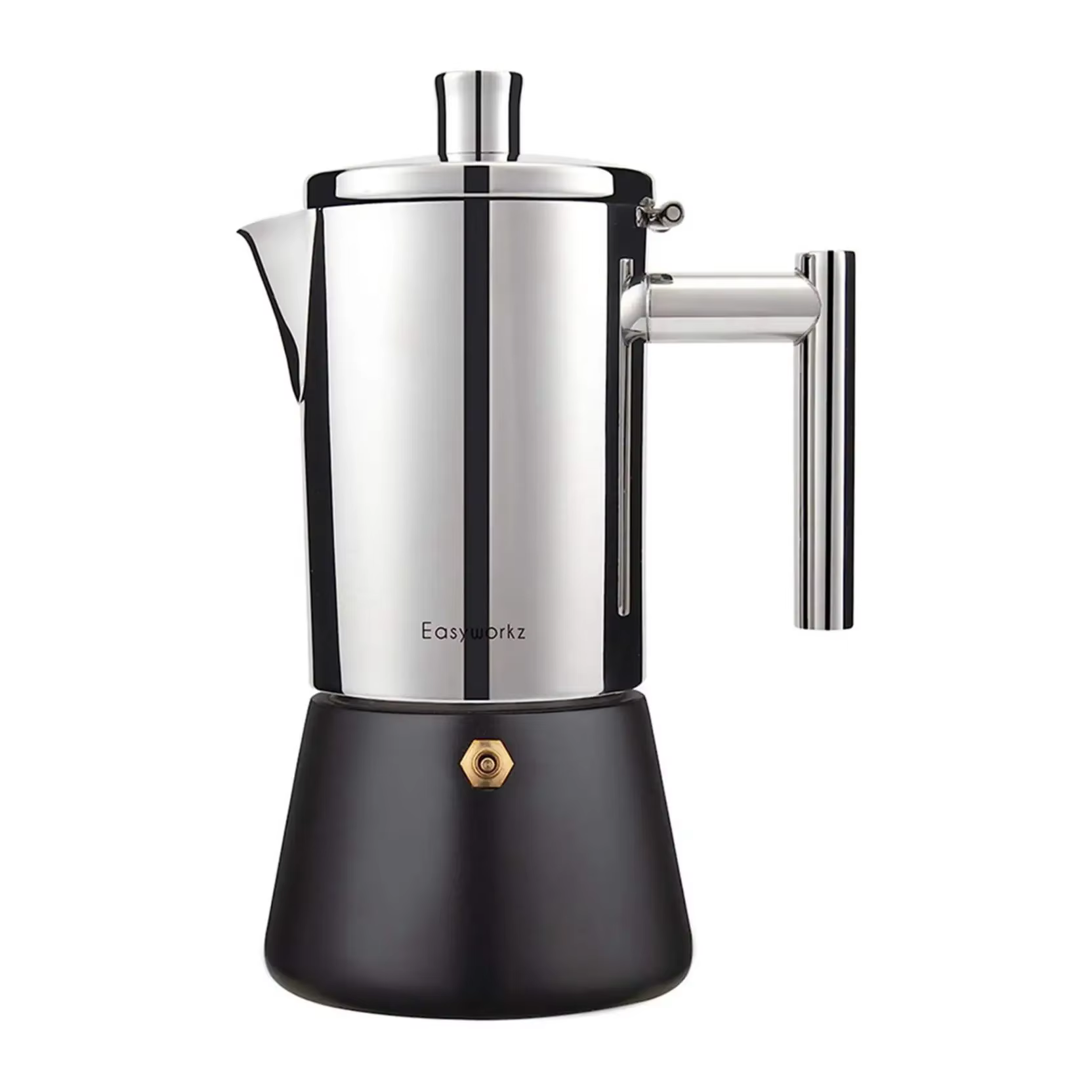 Easyworkz Diego Cafetière Expresso Italienne en Acier Inoxydable pour Plaque de Cuisson, 4 Tasses (6