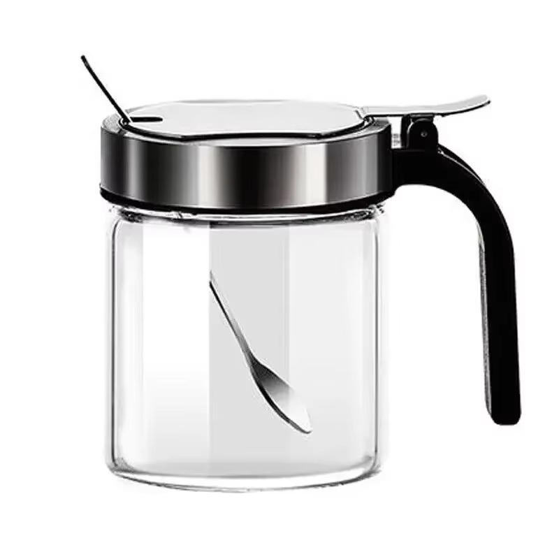 LIJIAO – pot d'assaisonnement en verre pour épices, avec cuillère, sucrier, distributeur de sel, con