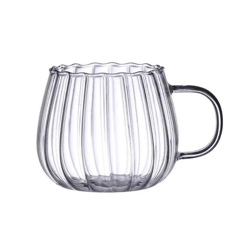 JUSTINLAU 400ml tasses à café en verre à haute teneur en Borosilicate tasse à rayures créative petit