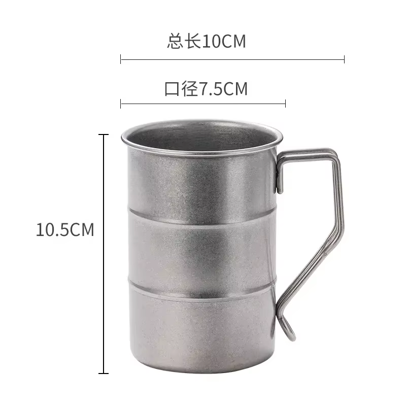 Tasse vintage en acier inoxydable 304 pour l'extérieur, tasse à eau, style industriel, café créatif,