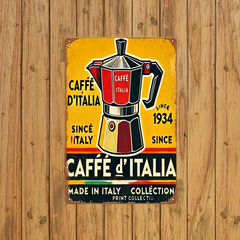 Panneau mural en fer vintage pour cafés italiens depuis 1934 - Art métallique rétro Café d'Italia av