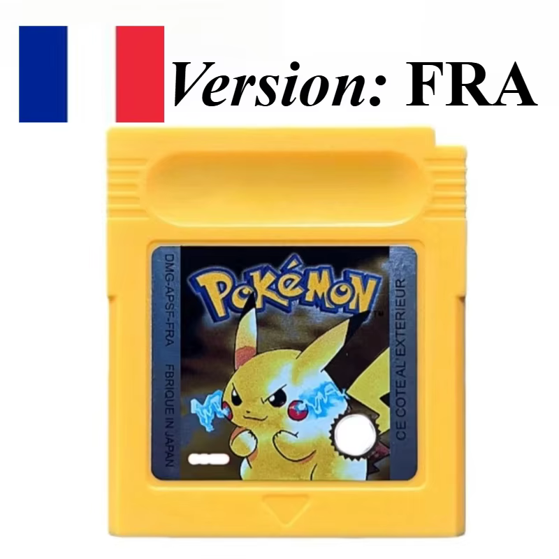Cartes de jeu Pokémon FRA français 7 styles Gris/Rouge/Jaune/Or/Cristal/Bleu/Vert pour GBC GBA SP Ha