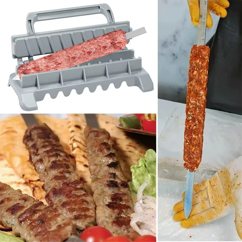 Brochettes de Kebab plates en acier inoxydable, 2.3cm, pour Barbecue, rangée de brochettes, fabrican