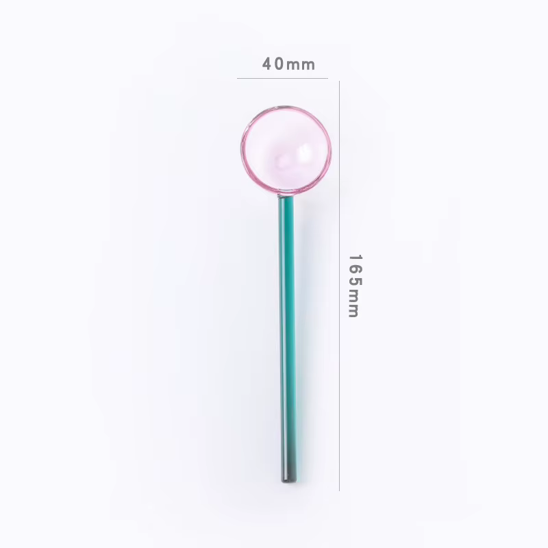 Cuillère en verre borosilicate écologique réutilisable avec brosses pour smoothies, cocktails, acces