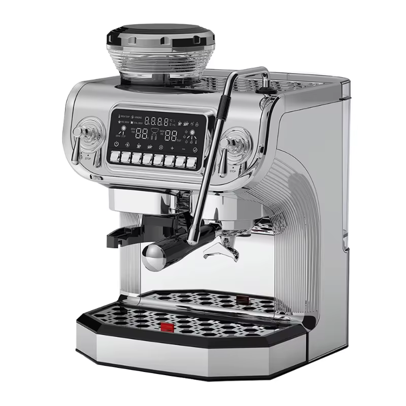Machine à café expresso électrique professionnelle semi-automatique à écran tactile, double chaudièr