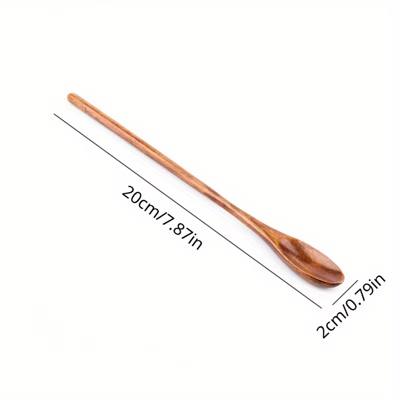 Cuillère en bois faite à la main exquise, style occidental, longue cuillère Bing avec cuillère à rem
