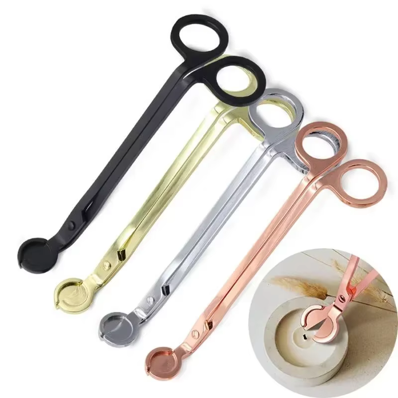 Coupe-mèche de bougie de 18cm, ciseaux en acier inoxydable, coupe-mèche à tête ronde, ciseaux à noya