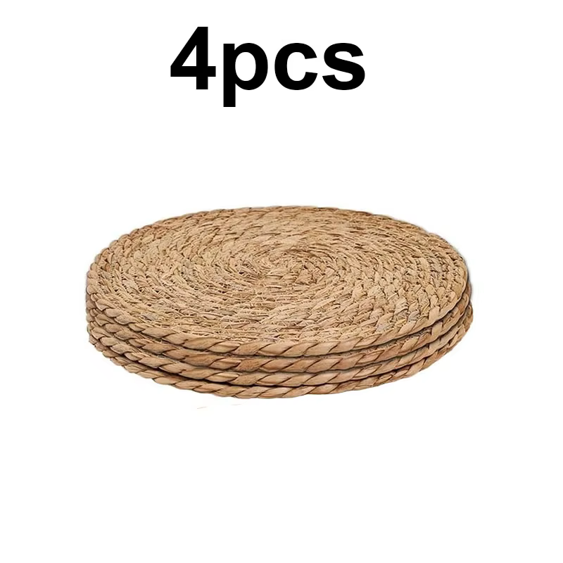 Ensemble de napperons ronds tissés, style Boho, en rotin, naturel, 12 pouces, pour ferme, paille tre