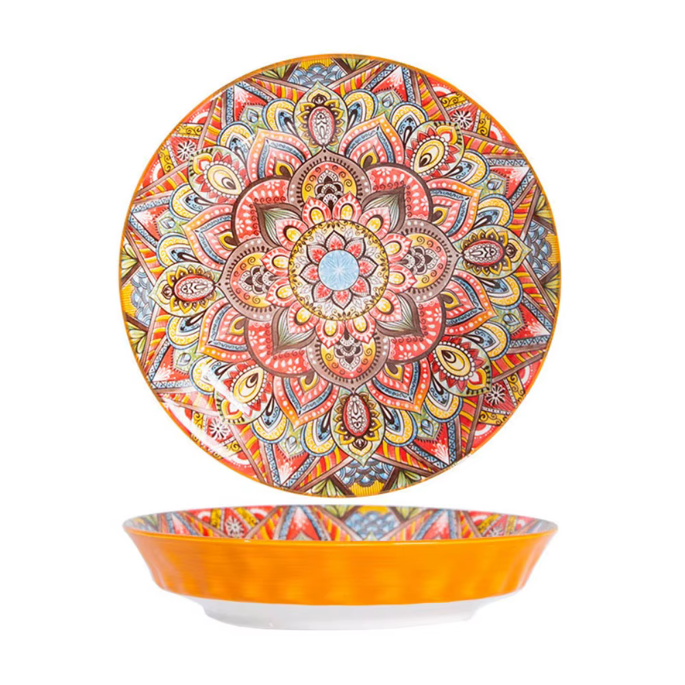 Vaisselle motif fleur assiette en céramique bohème assiette ronde sous glaçure assiette à dîner colo
