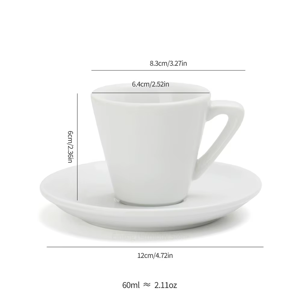 Tasses à expresso en céramique de 60ML avec soucoupe, Design minimaliste blanc pur pour Latte Art, t