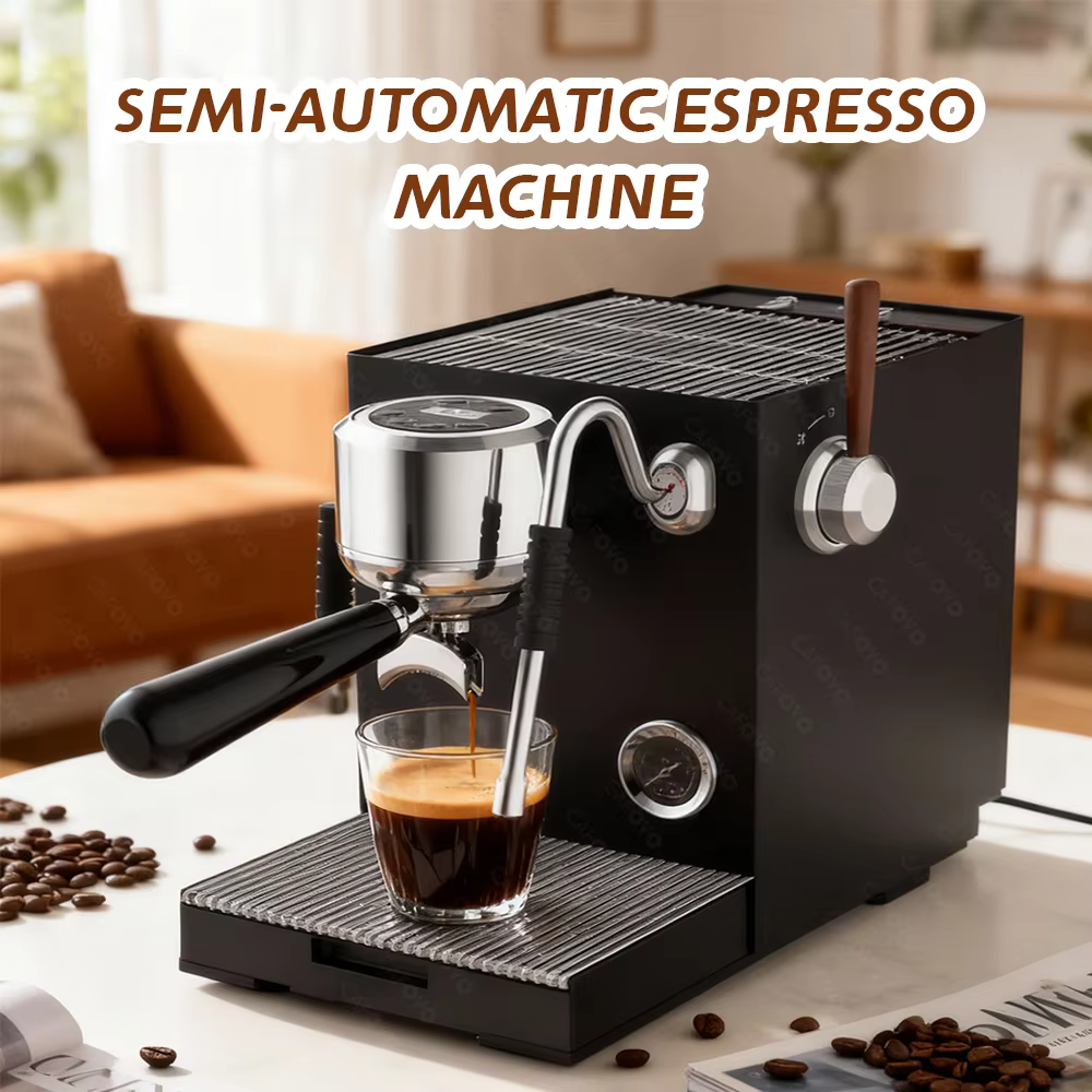 Machine à expresso semi-automatique CAFOVO E120, pompe ULKA 9 bars, système OPV, 3 chaudières avec é