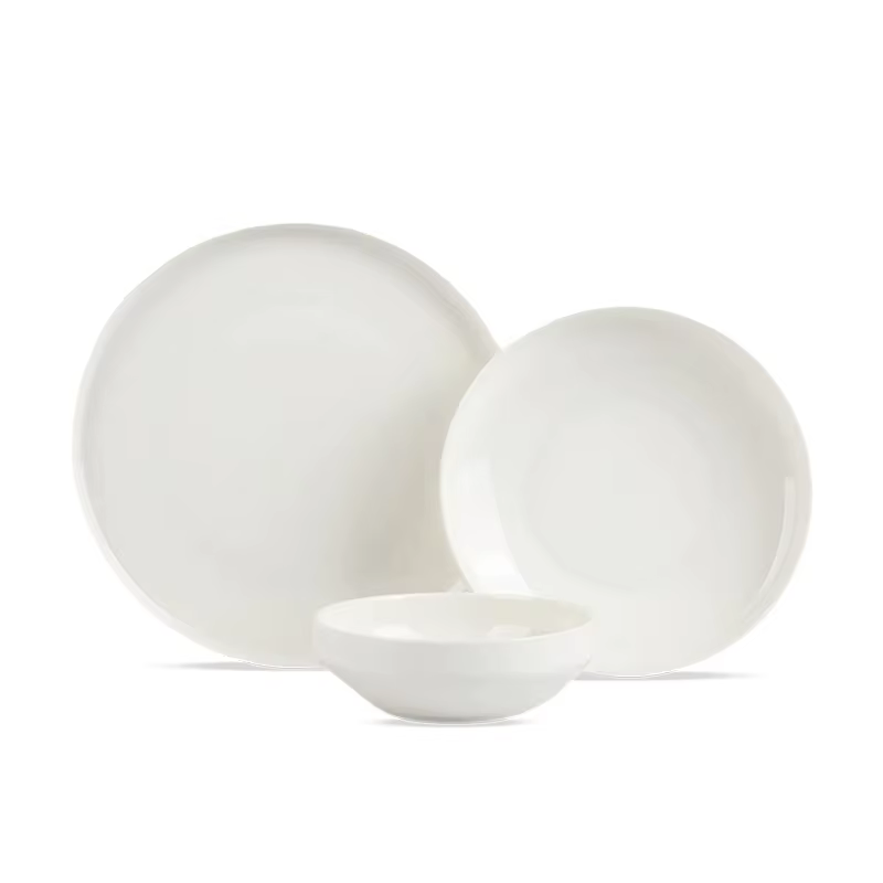 SOLECASA 3/12 pièces ensembles de vaisselle en porcelaine bols et assiettes blancs plat résistant au