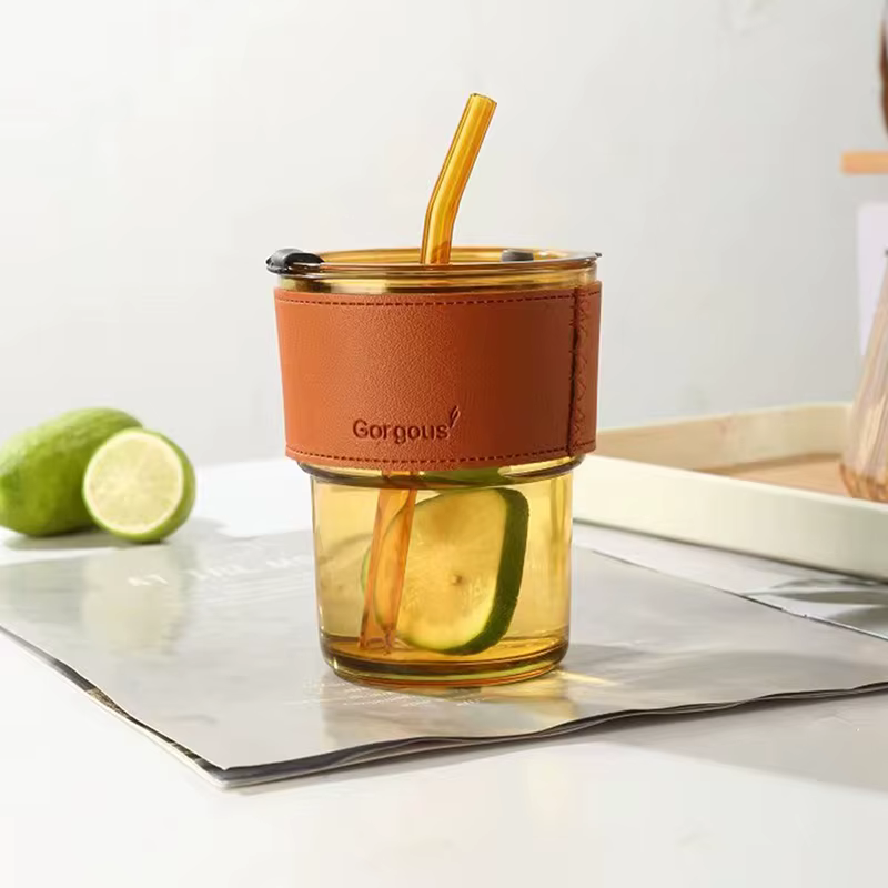 Verre créatif café avec couvercle tasse à boire lait thé boisson tasse glacé américain Latte lait ve