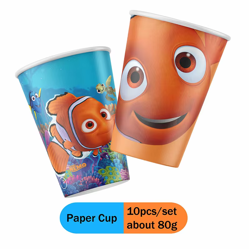 Nemo thème mignon fête Supplie papier tasse assiette en papier vaisselle tourbillons Chliden joyeux