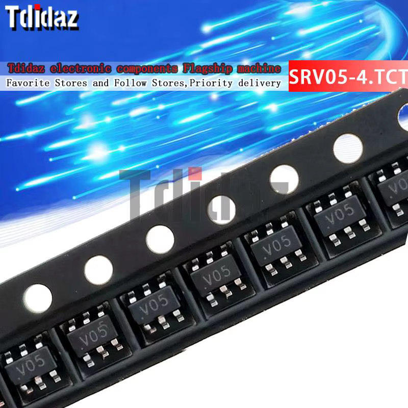 Jeu de puces IC SRV05-4.TCT SOT23-6 SRV05 SOT23 V05 SRV05-4 SRV05-4-P-T7 SOT SMD, nouveau et Origina