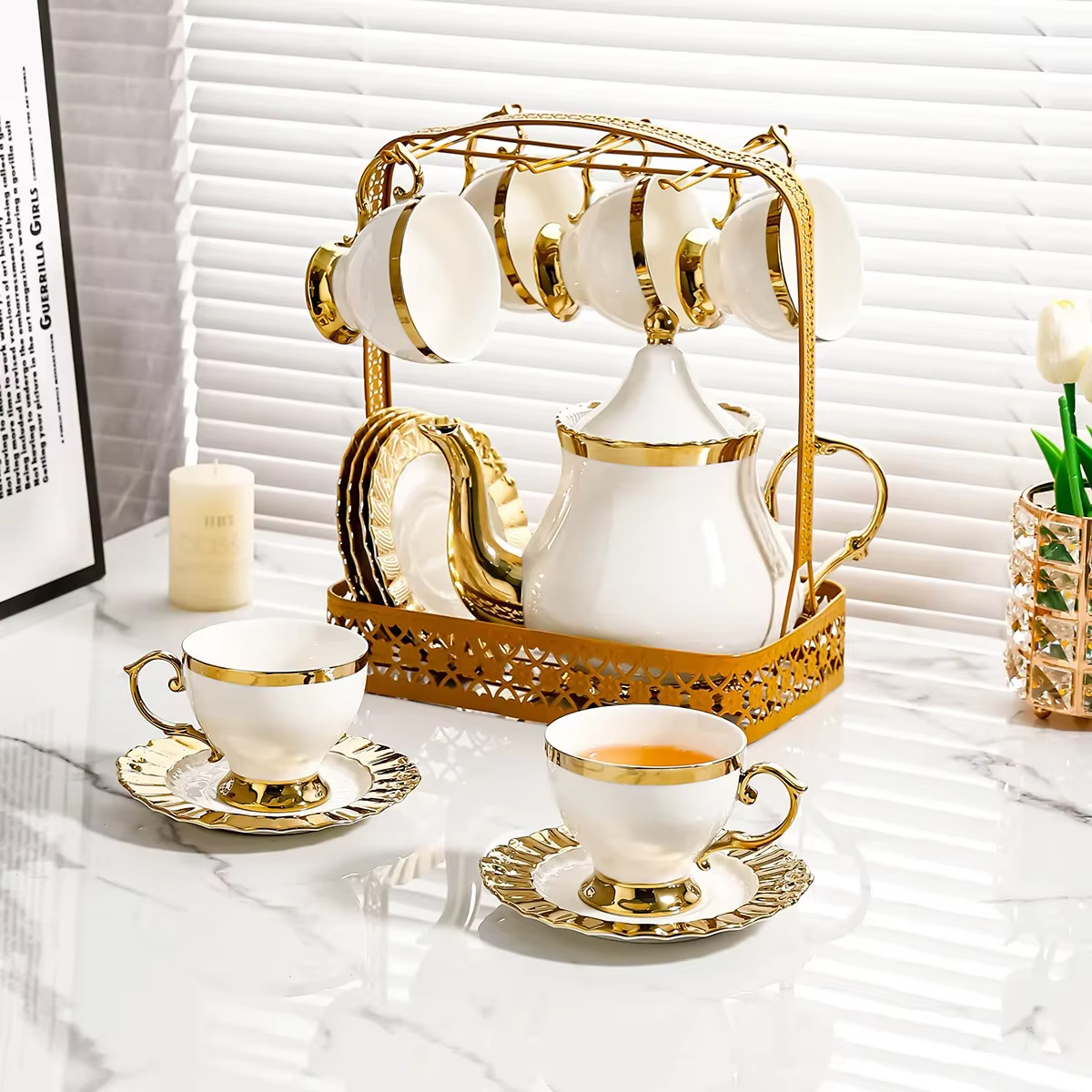 Ensemble de tasses à café en céramique de Style européen moderne-tasses à café de bureau de luxe idé